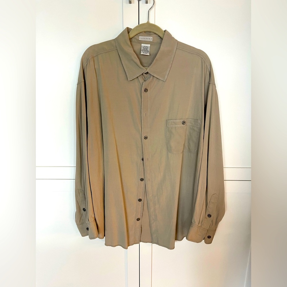 Vintage FITIGUES Beige Button-Up Shirt 70% silk size L